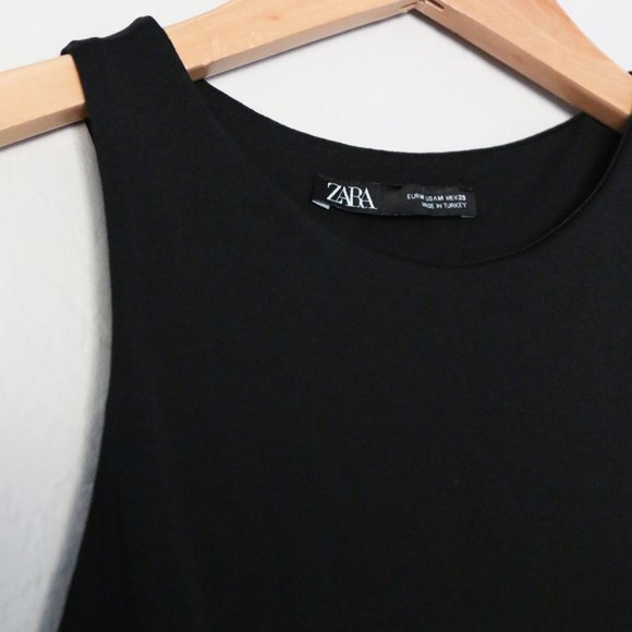 Zara Halter Bodysuit Top M High Neck Snap Buttons Sleeveless Black Blogger's Fav - Picture 15 of 16